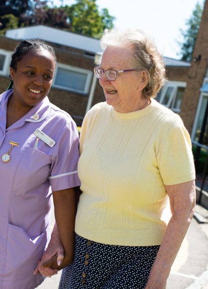 Resident and staff member at Prince George Duke of Kent Court in Chislehurst.