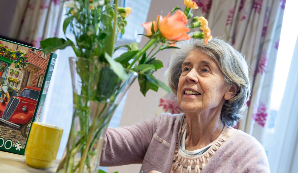 Resident flower arranging at Connaught Court