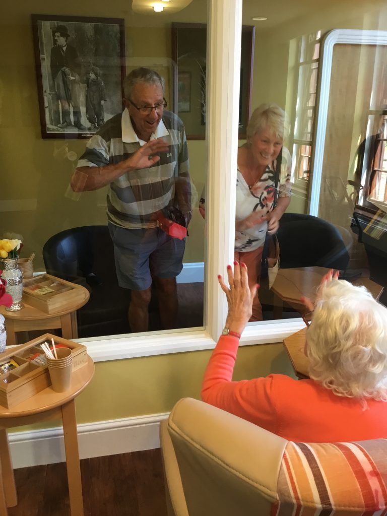 Residents reunite in visitors' pod at Barford Court