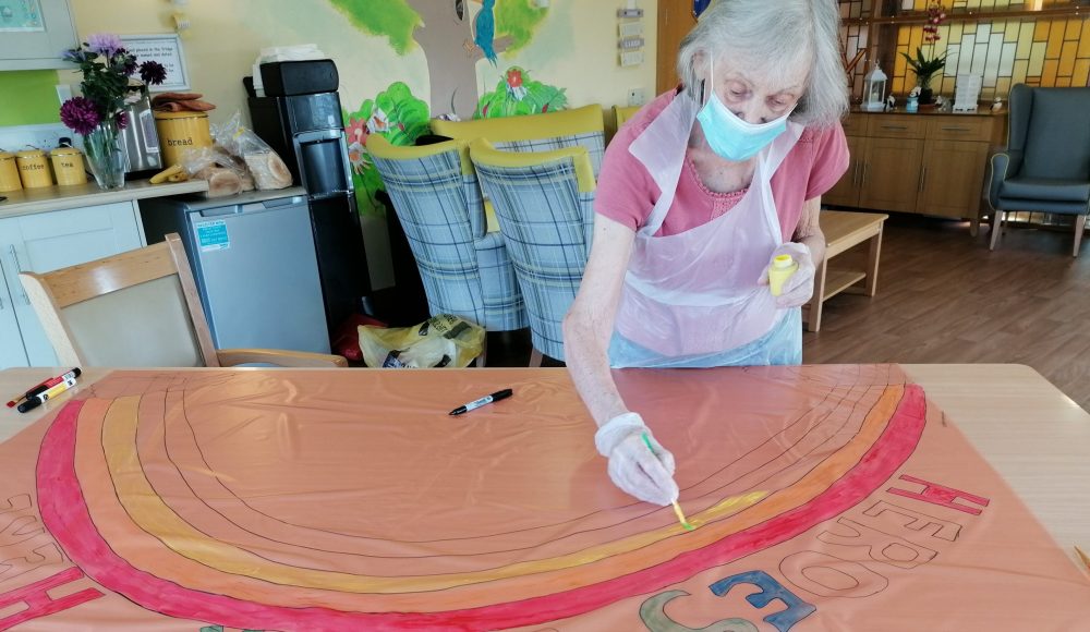 Scarbrough Court resident paints a rainbow picture to support care workers